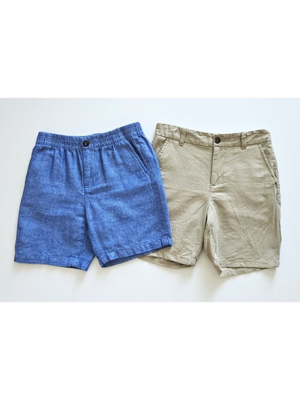 Janie and Jack 8 Linen Tan Blue Shorts Lot Set